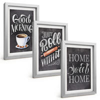 BILDER SET 3er Set - 20x30 cm Silberner Rahmen - Motive und Inschriften für die Küche - Silberfarben, Kunststoff (20/30cm) - TULUP
