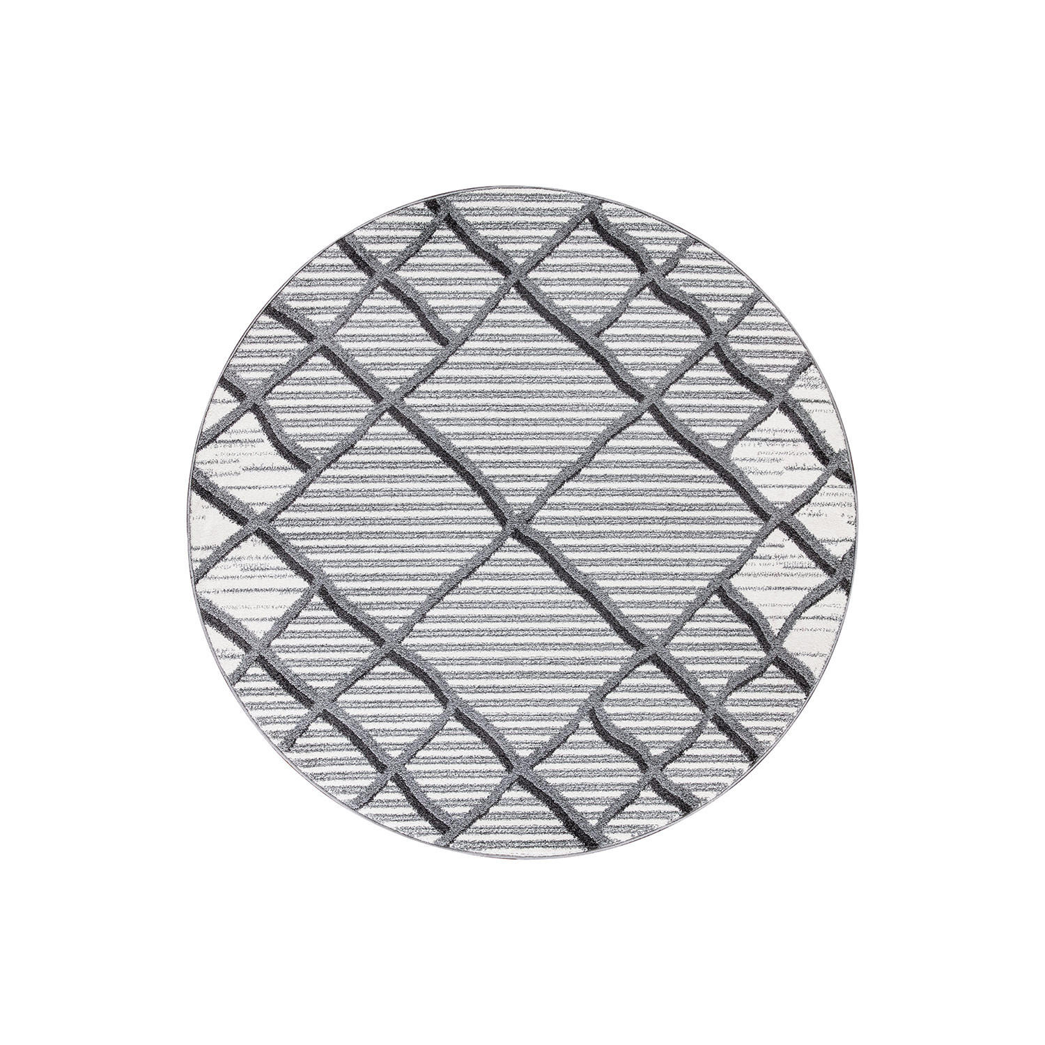 KURZFLOR-TEPPICH Young 965 Grau 120 cm Rund - Creme/Grau, Textil (120/120cm) - carpet city