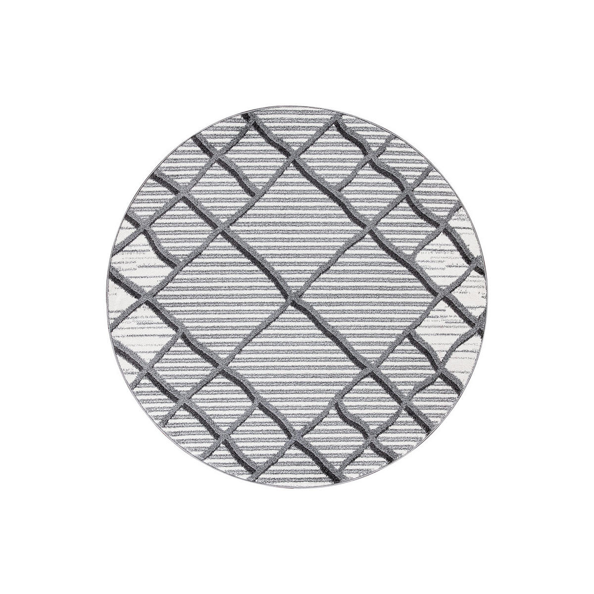 KURZFLOR-TEPPICH Young 965 Grau 160 cm Rund - Creme/Grau, Textil (160/160cm) - carpet city