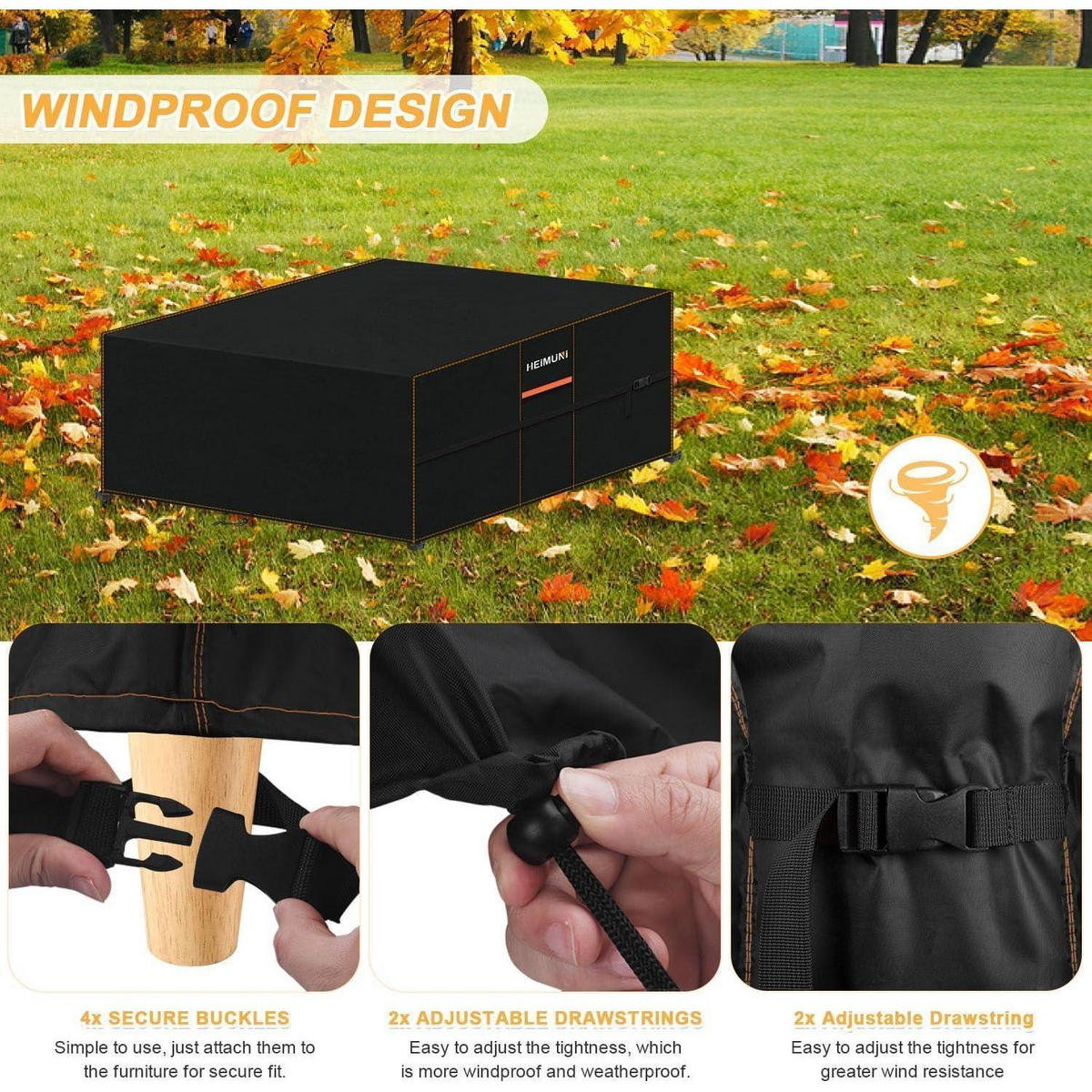 GARTENMÖBEL Abdeckung 250 x 250 x 90 cm Wasserdicht 420D Oxford - Schwarz, Textil (1/1/1cm)