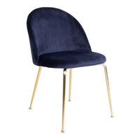 STUHL 2er-Set blau velours, Beine im Messing Look - Blau, Holzwerkstoff (51/78/52cm) - ebuy24