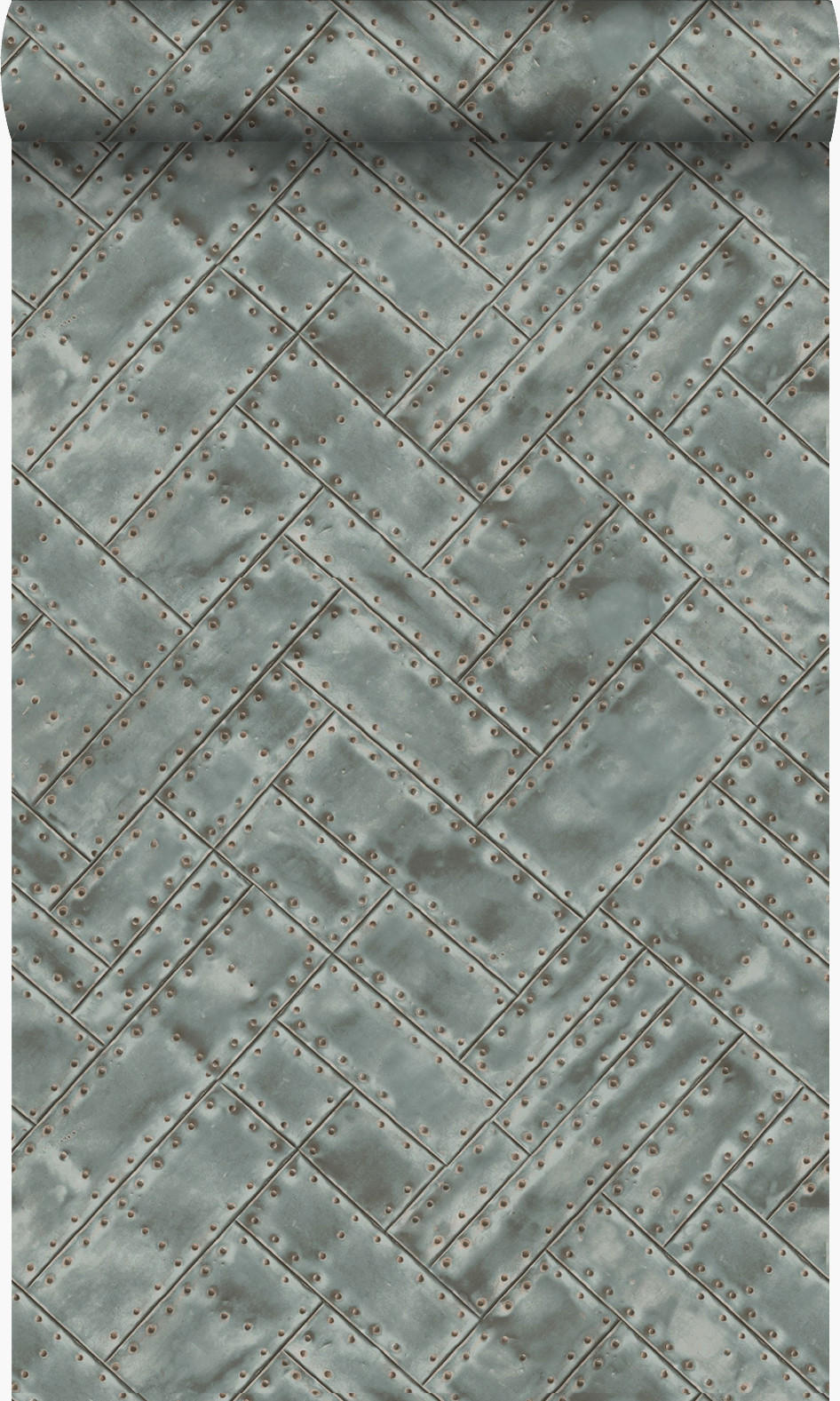 TAPETE Metallplatten 53 cm x 10.05 m - Grau, Papier (53/1000cm) - Origin Wallcoverings