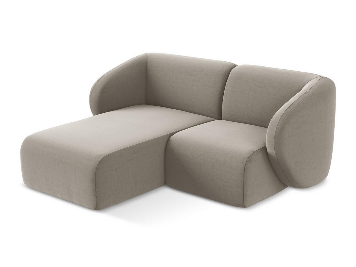 ECKSOFA Links Samt Stoff Grau - Taupe/Schwarz, Holzwerkstoff/Kunststoff (178/166cm) - Makamii