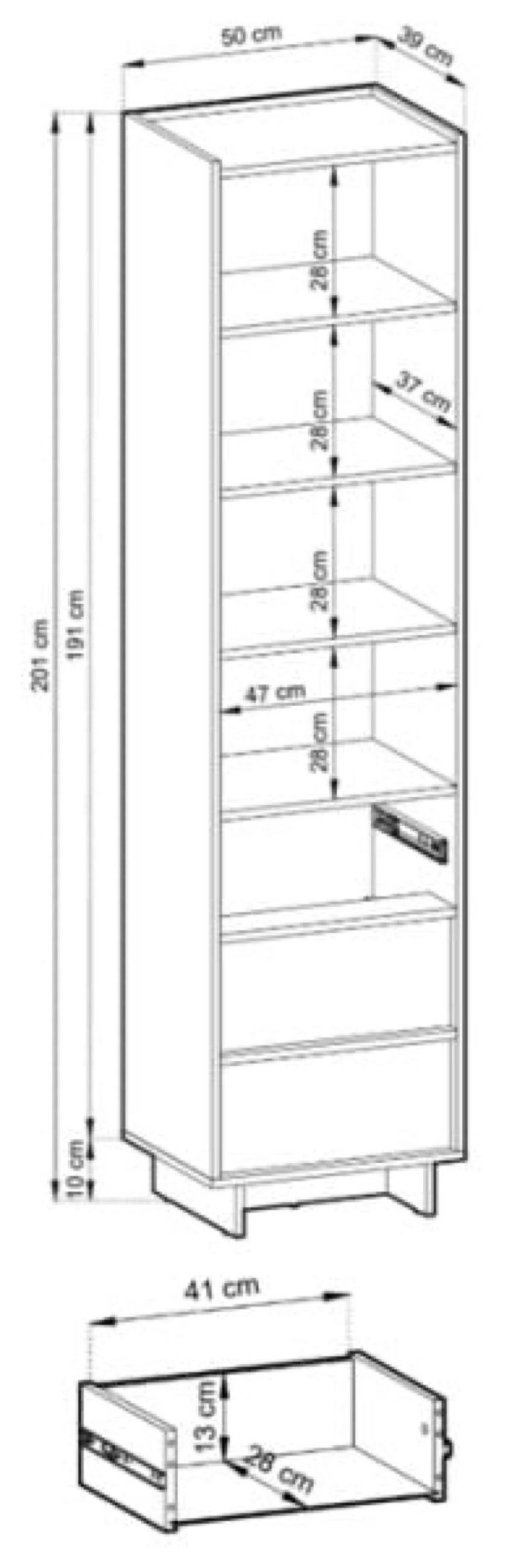 BÜCHERREGAL Eiche Sumi - Eichefarben, Holzwerkstoff (50/201/39cm) - Sepro Meble