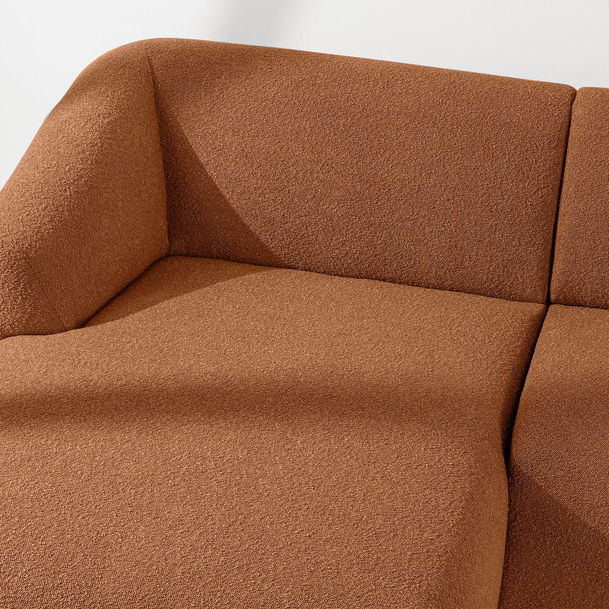 ECKSOFA LINKS VIRA, Rost, Bouclé - Rotbraun/Schwarz, Holz/Holzwerkstoff (300/160cm) - KONSIMO®