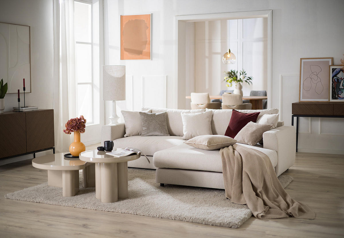 COUCHTISCH - Creme, Holzwerkstoff (90/90/34cm) - home24