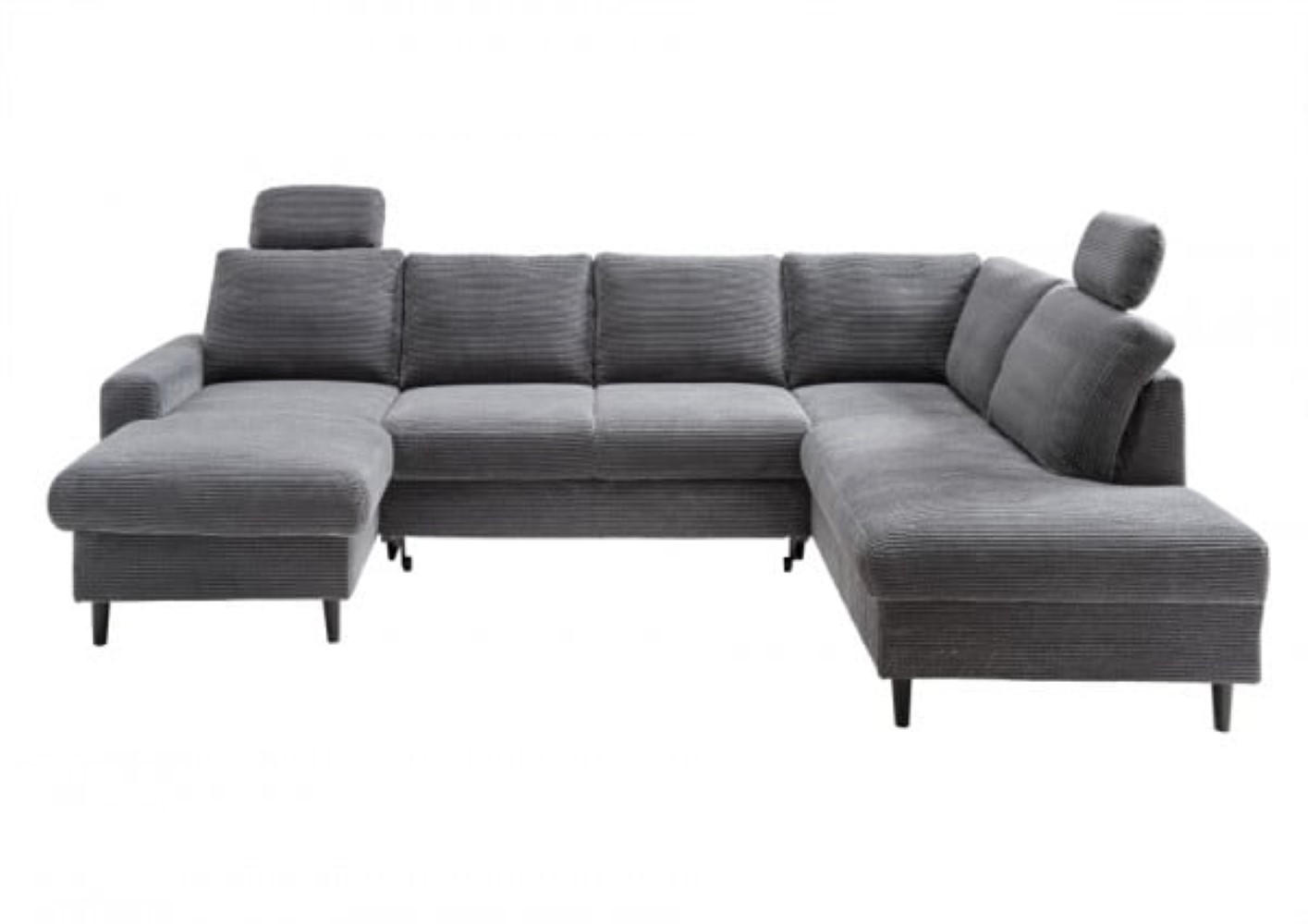 WOHNLANDSCHAFT mit Schlaffunktion und Bettkasten - Schwarz/Grau, Textil (200/88/305cm) - myHomelando