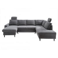 WOHNLANDSCHAFT mit Schlaffunktion und Bettkasten - Schwarz/Grau, Textil (200/88/305cm) - myHomelando