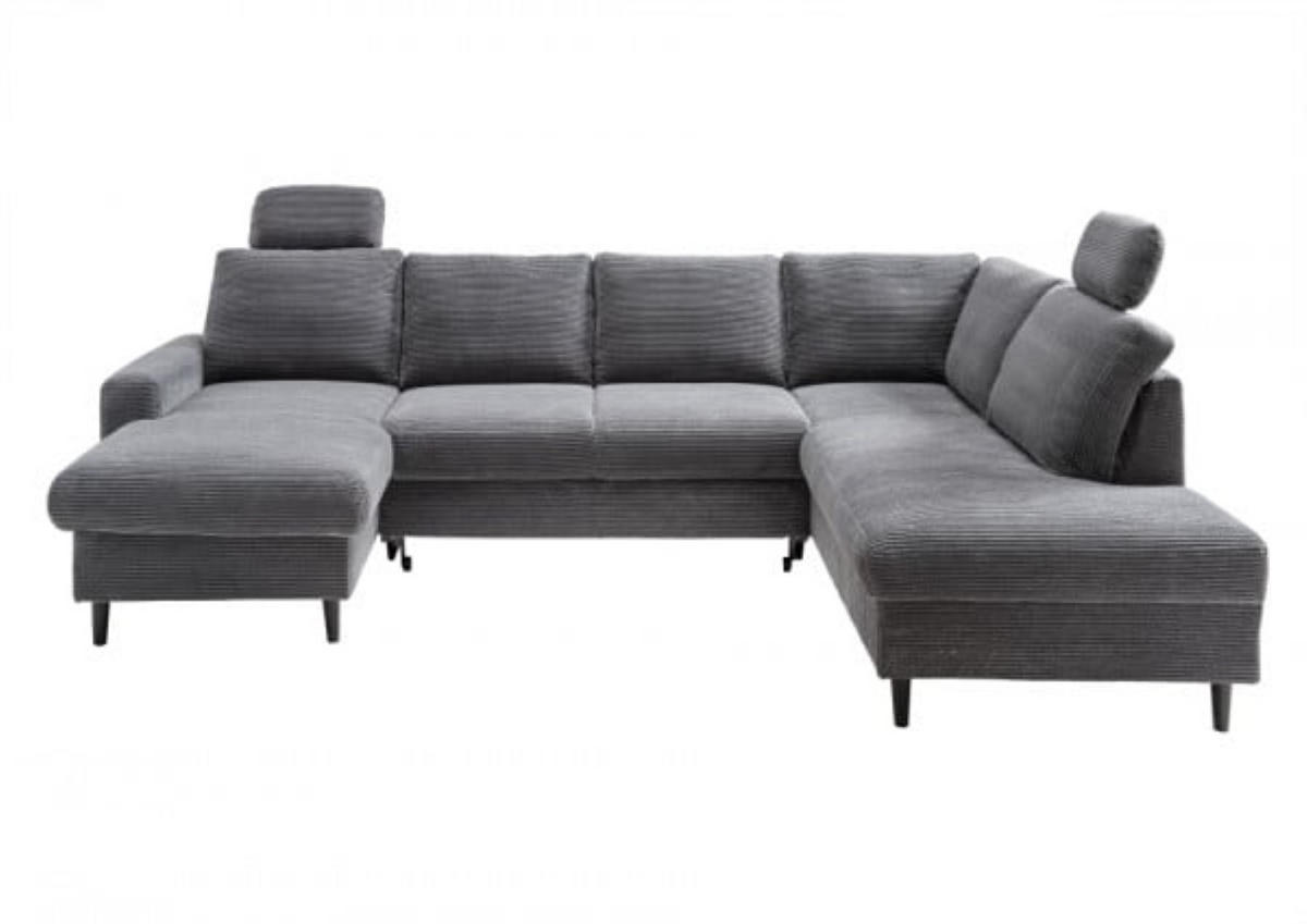 WOHNLANDSCHAFT mit Schlaffunktion und Bettkasten - Schwarz/Grau, Textil (200/88/305cm) - myHomelando