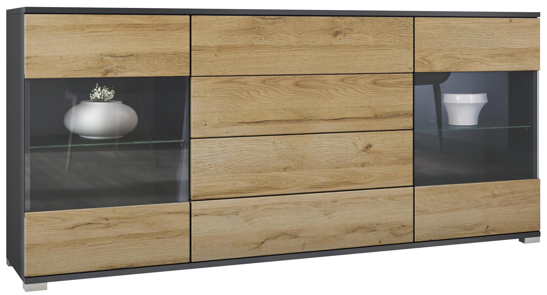 SIDEBOARD Bari Eiche Natur - Eichefarben, Holzwerkstoff (166.5/75.5/35cm) - Vladon