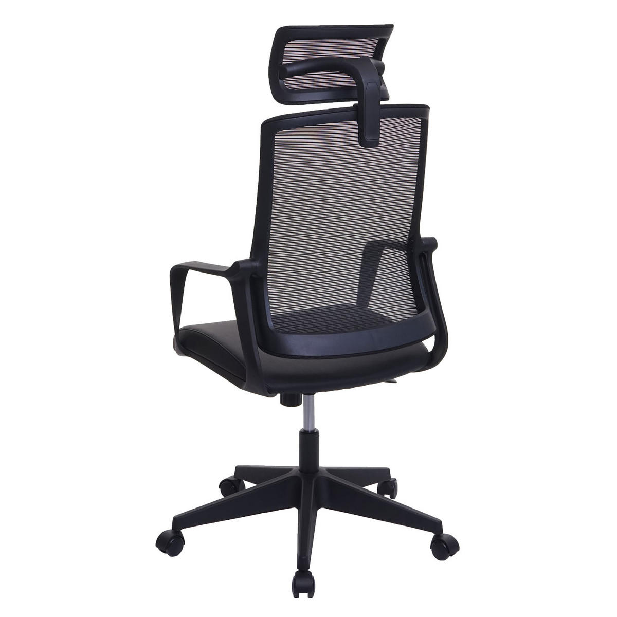 DREHSTUHL HxBxT 128x64x66cm Sitzhöhe 44cm ergonomisch Kopfstütze Kunstleder Schwarz - Schwarz, Kunststoff (64/128/66cm) - PROREGAL