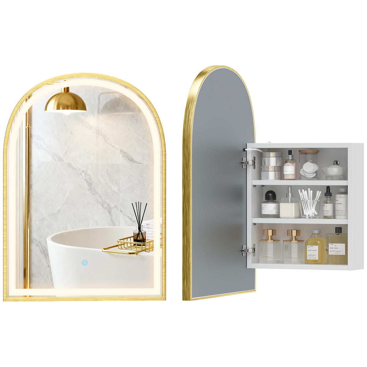 SPIEGELSCHRANK , beschlagfrei, 50 x 14,5 x 70 cm ,gold - Goldfarben, Glas (50/70/14.5cm) - Vallsero