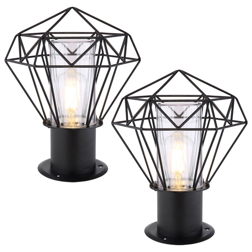WEGELEUCHTE HORACE Gitterschirm Schwarz 2er Set - Schwarz, Metall (22.5/25.5/31.5cm) - Globo Lighting