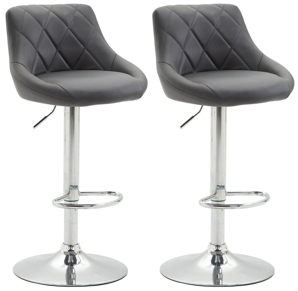 BARHOCKER 2er Set Lederlook grau - Chromfarben/Grau, Textil/Metall (46/83/49cm) - CLP