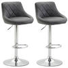 BARHOCKER 2er Set Lederlook grau - Chromfarben/Grau, Textil/Metall (46/83/49cm) - CLP