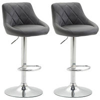 BARHOCKER 2er Set Lederlook grau - Chromfarben/Grau, Textil/Metall (46/83/49cm) - CLP