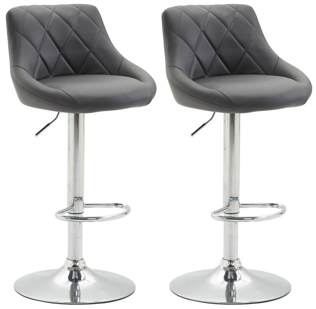 BARHOCKER 2er Set Lederlook grau - Chromfarben/Grau, Textil/Metall (46/83/49cm) - CLP