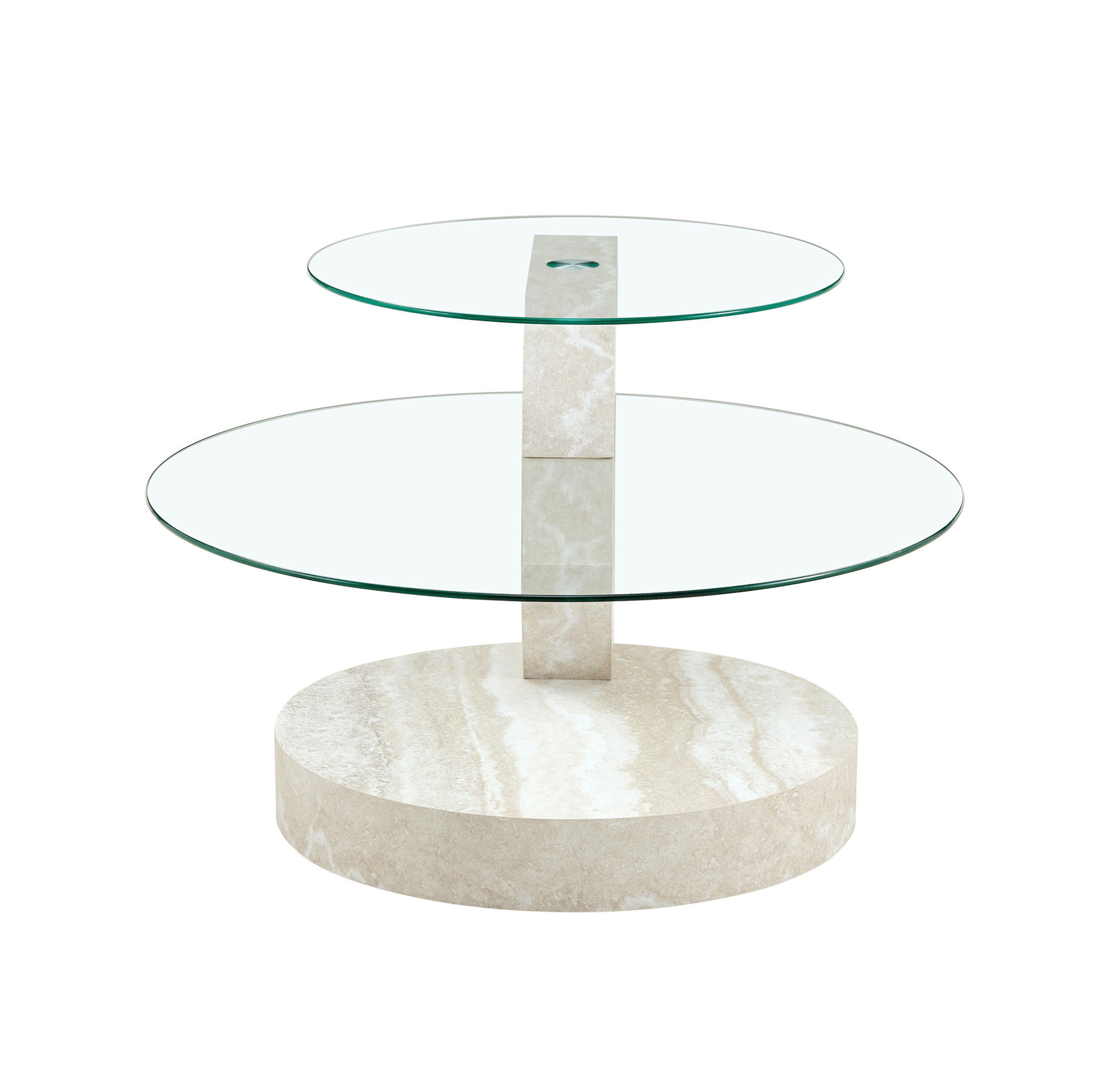 COUCHTISCH mit Ablage 70 cm aus Sicherheitsglas und MDF, 2 Ebenen - Transparent, Holzwerkstoff (70/70/44cm) - BEAOK