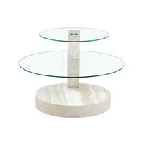 COUCHTISCH mit Ablage 70 cm aus Sicherheitsglas und MDF, 2 Ebenen - Transparent, Holzwerkstoff (70/70/44cm) - BEAOK