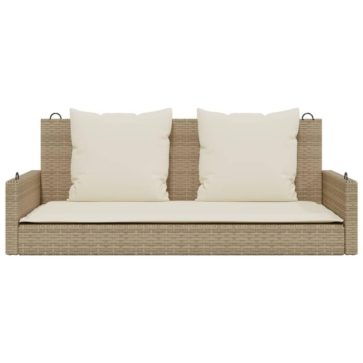 HÄNGEBANK mit Kissen Beige 119x56x48 cm Poly Rattan - Beige, Kunststoff (119/48/56cm) - furnicato