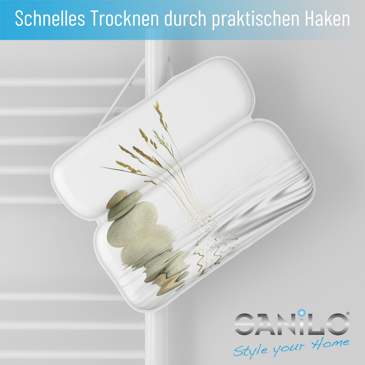 BADEWANNENKISSEN Balance - Weiß, Kunststoff (39/5.5cm) - Sanilo