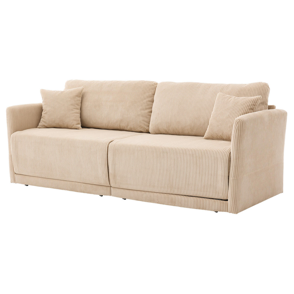 SOFA klappbar 182 cm Beige Cord mit Schlaffunktion - Beige, Kunststoff (182/84/88cm) - Meubliv
