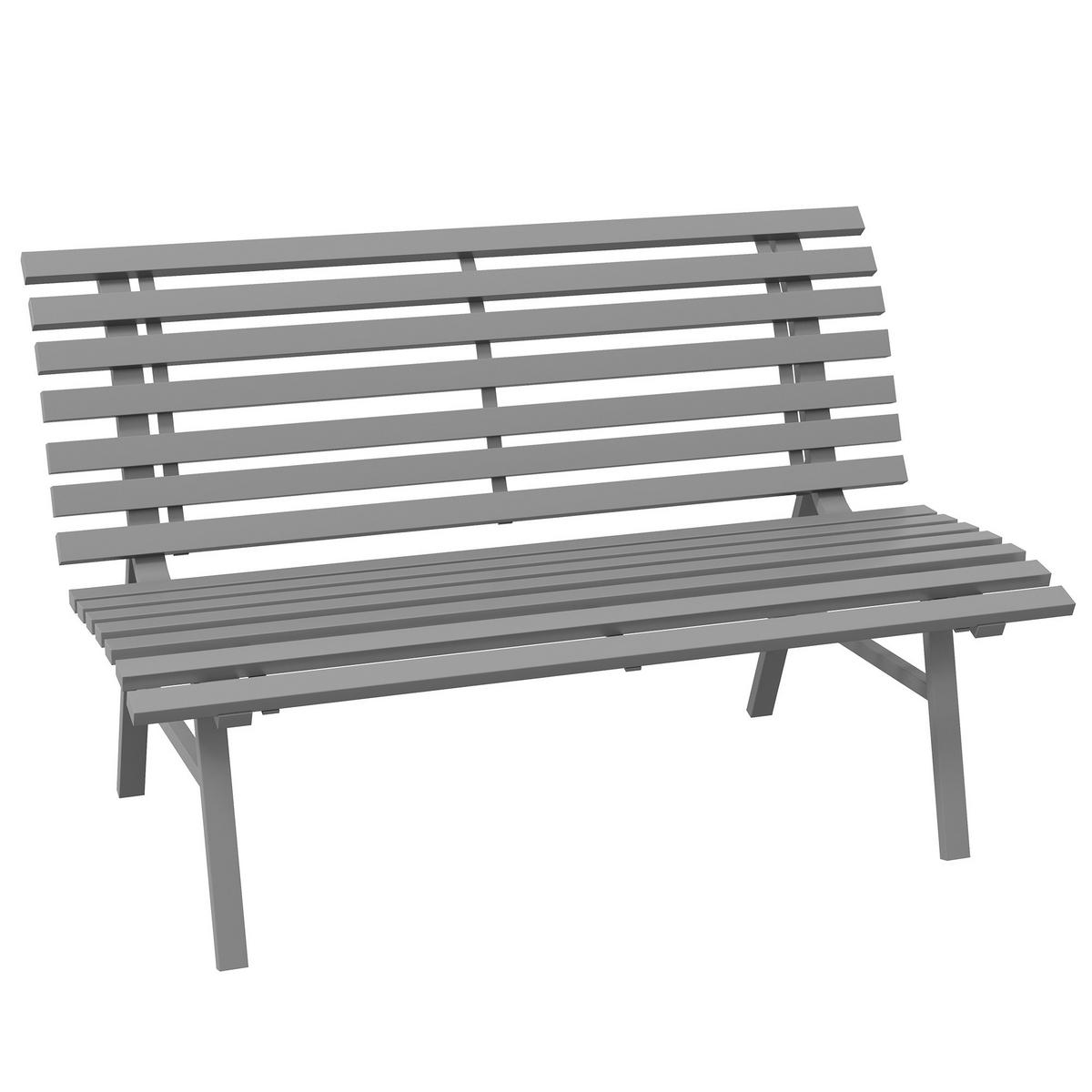GARTENBANK, 2 Sitzer Parkbank, mit Rückenlehne, für Garten, Balkon, Alu, Grau - Grau, Metall (67/79/123cm) - Outsunny