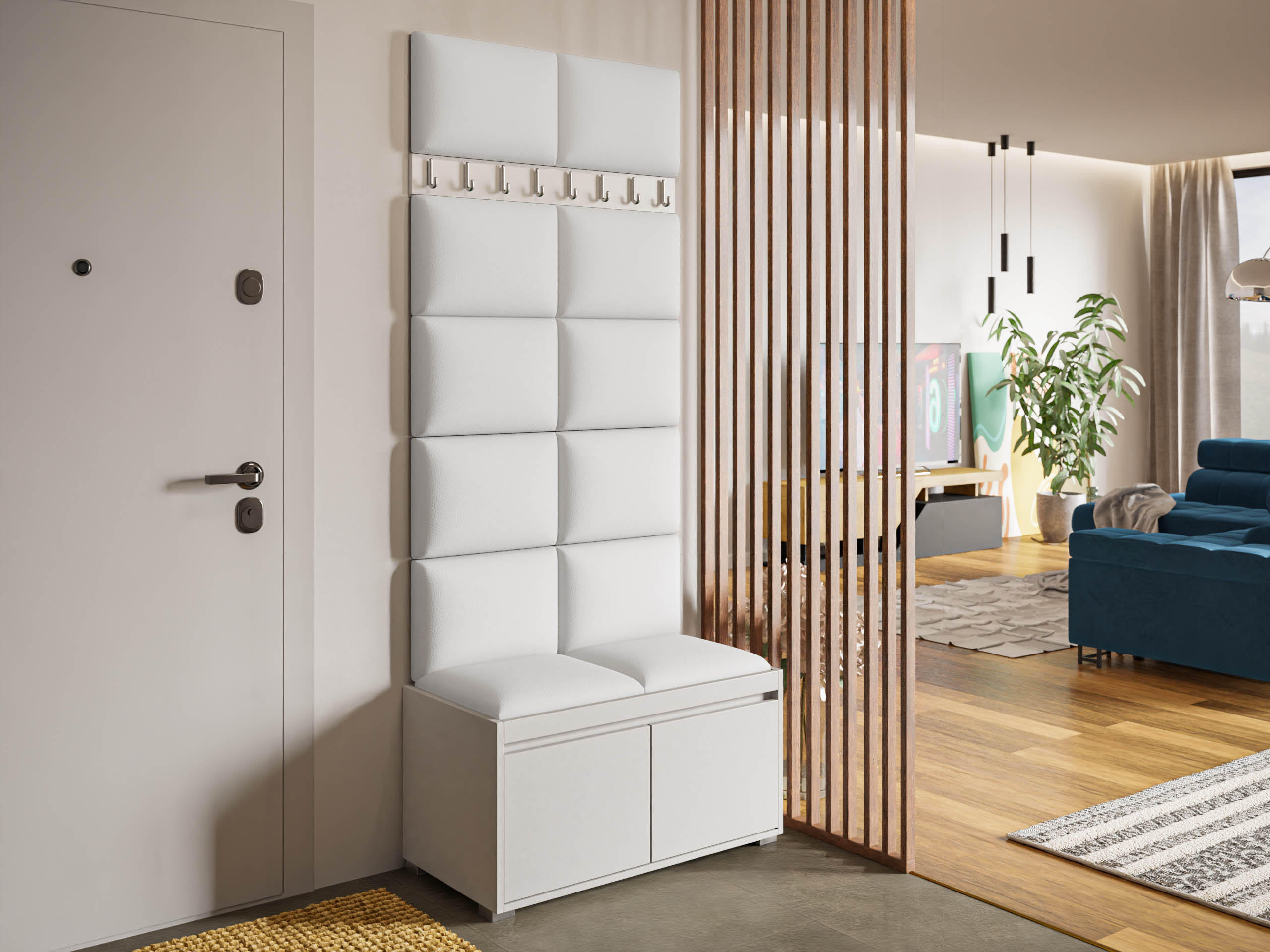 GARDEROBEN-SET Grawis 80 II - Weiß Hochglanz/Silberfarben, Holzwerkstoff/Kunststoff (84.5/45/34cm) - MIRJAN24