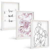 BILDER SET 3er Set - 40x60 cm Weißer Rahmen - Blumenfamilie minimalistisch - Weiß, Kunststoff (40/60cm) - TULUP