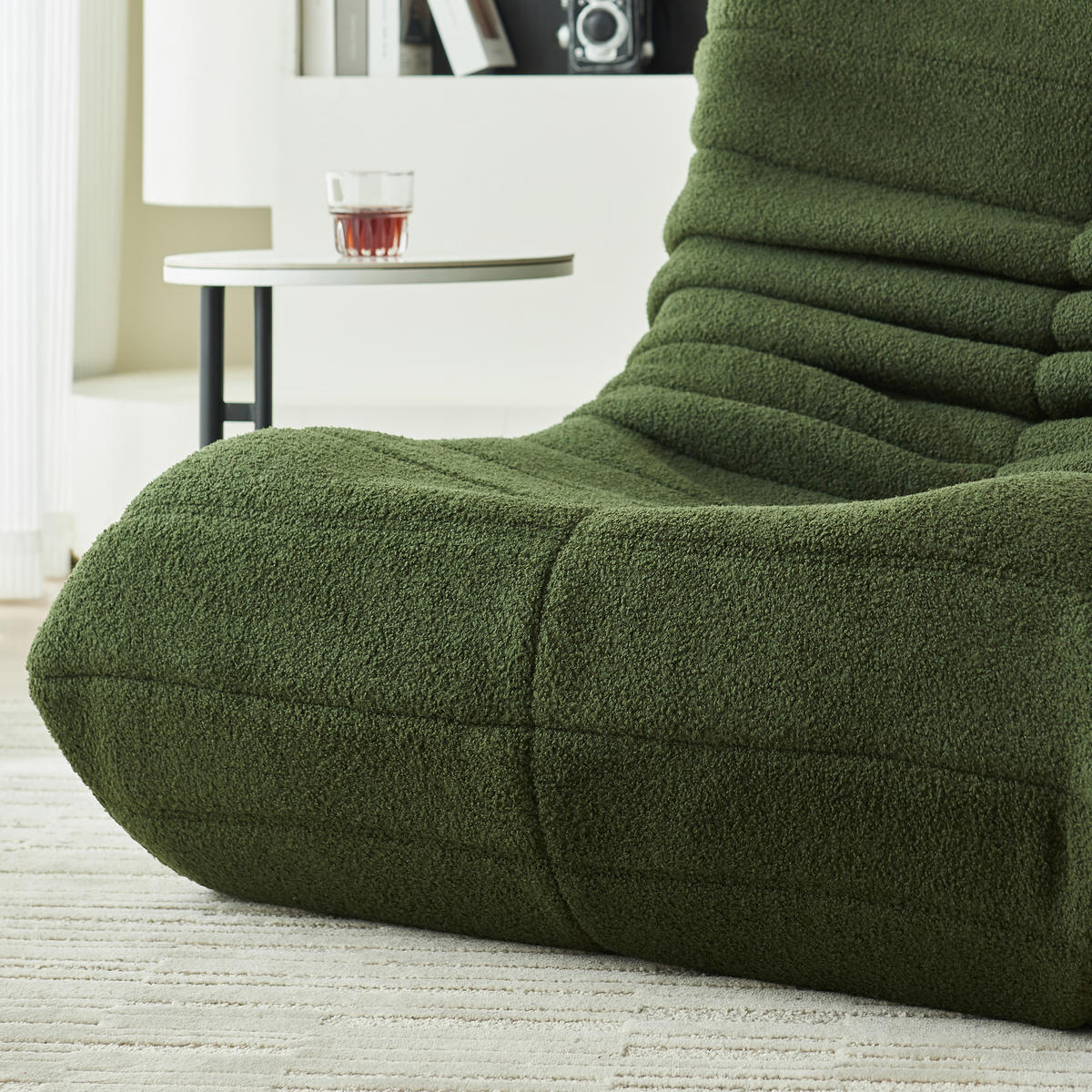 FERNSEH- & RELAXSESSEL Sofa Liegesofa für Wohnzimmer Beige - Grün, Holz (91.44/60.45/101.5cm)