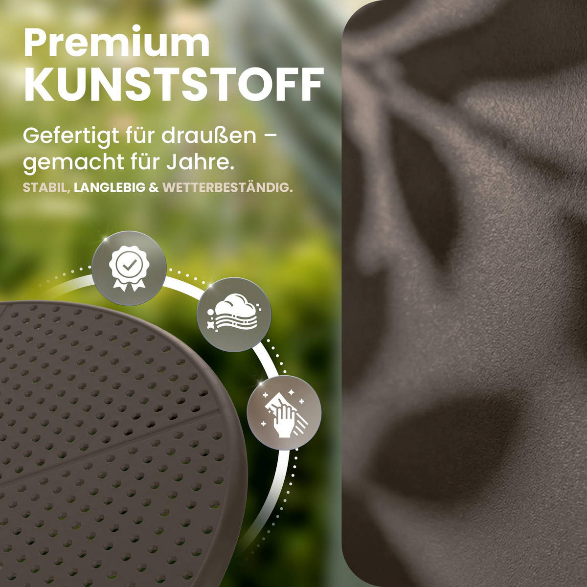 GARTENTISCH rund Ø60 cm Kunststoff Taupe - Taupe, Kunststoff (60/60/76cm) - CLP
