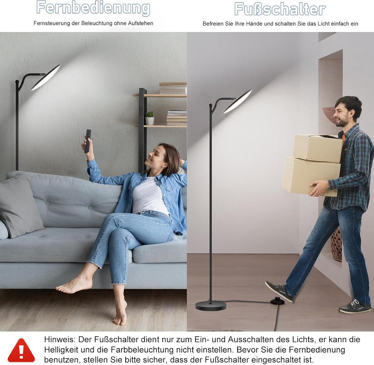 STEHLEUCHTE FL1041GW Wohnzimmer - Schwarz, Metall (25/25/183cm) - LOVHAUS