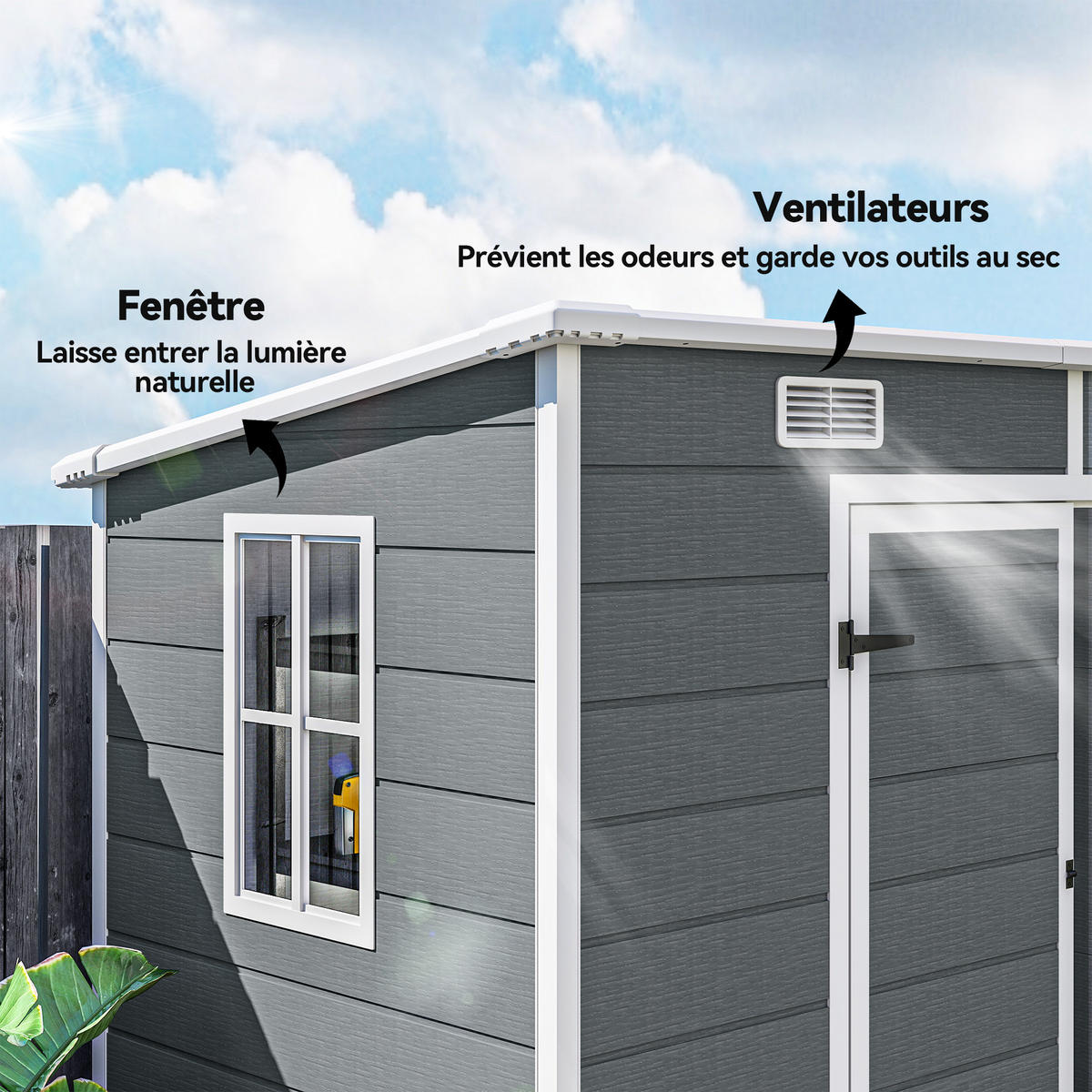 GERÄTEHAUS DE-16854 2,4x1,3m mit Fenster & Belüftung Grau - Grau, Metall (125/183/238cm) - ComfortXL