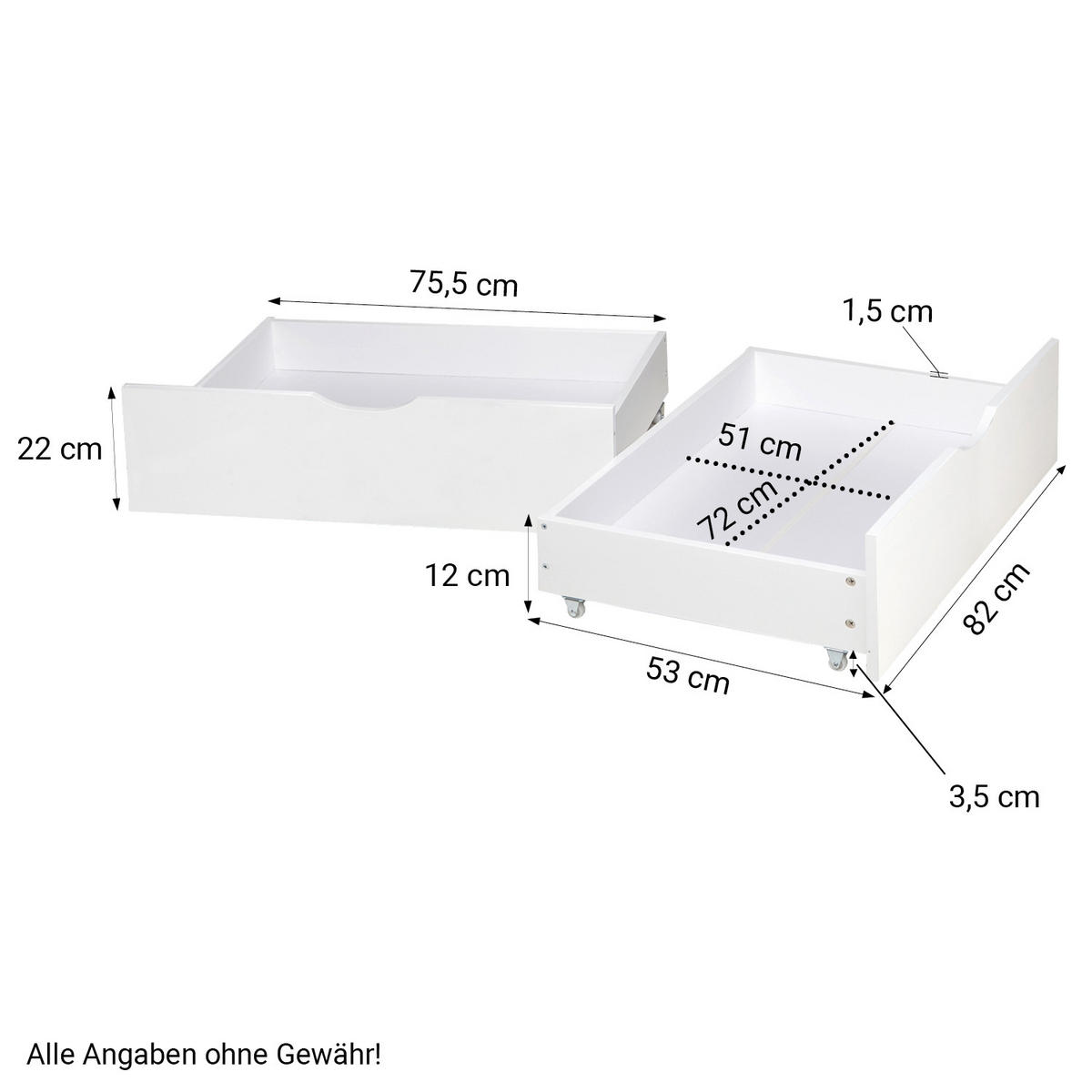 HOLZBETT mit Stauraum 140/200 cm weiß - Weiß, Holz (140/200cm) - Homestyle4u