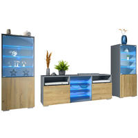 WOHNWAND Granada Eiche Natur - Eichefarben, Holzwerkstoff (286/122.5/35cm) - Vladon