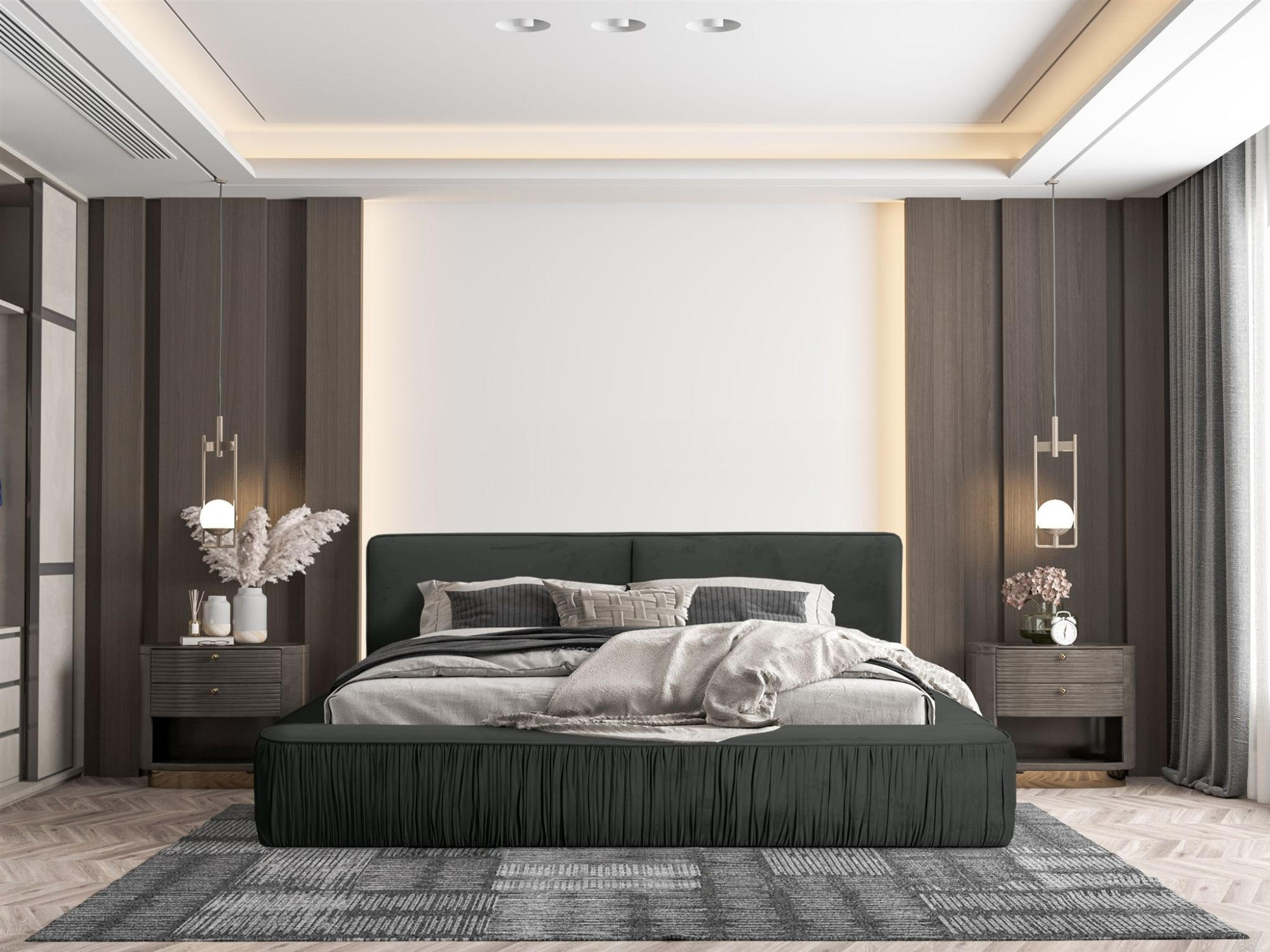 POLSTERBETT Lexie In Riviera Komplett - Anthrazit, Holzwerkstoff/Textil (140/200cm) - Fun Möbel