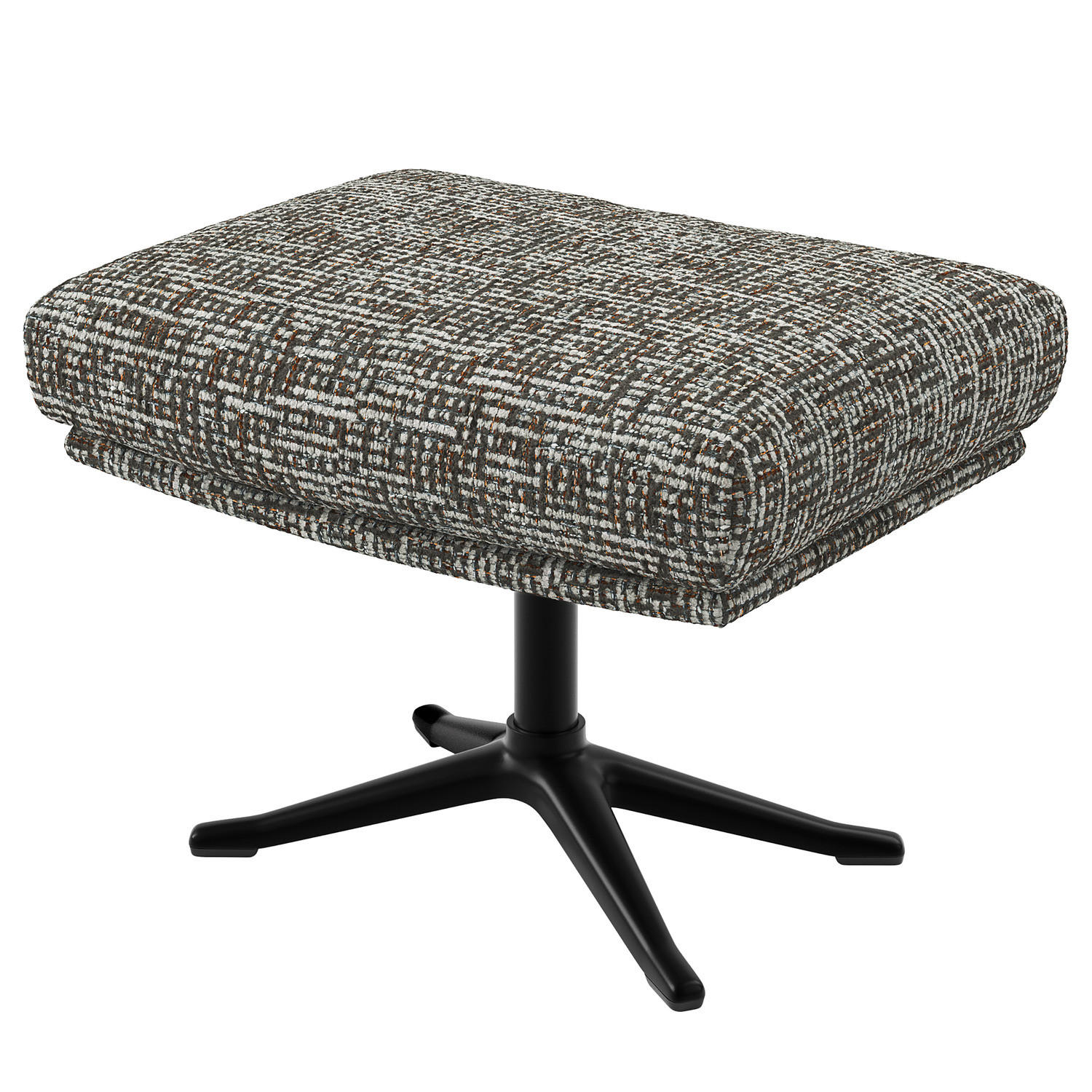HOCKER mit Kreuzfuß - Schwarz/Grau, Textil/Metall (54/41/41cm) - home24