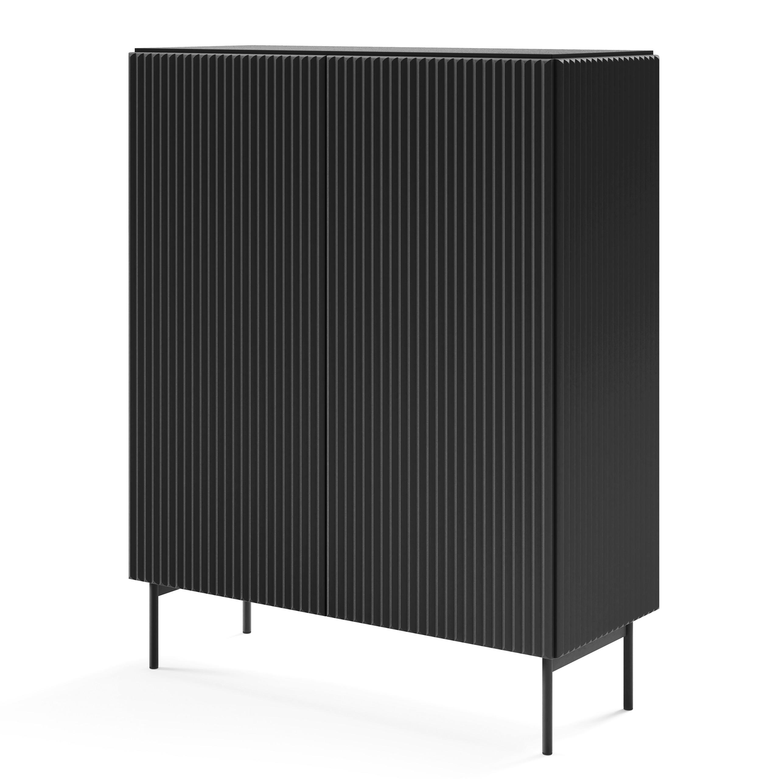 HIGHBOARD TRATTO 98,6/123/39,8cm 2 Türen Schwarz - Schwarz, Holzwerkstoff (98.6/123/39.8cm) - MASSENO