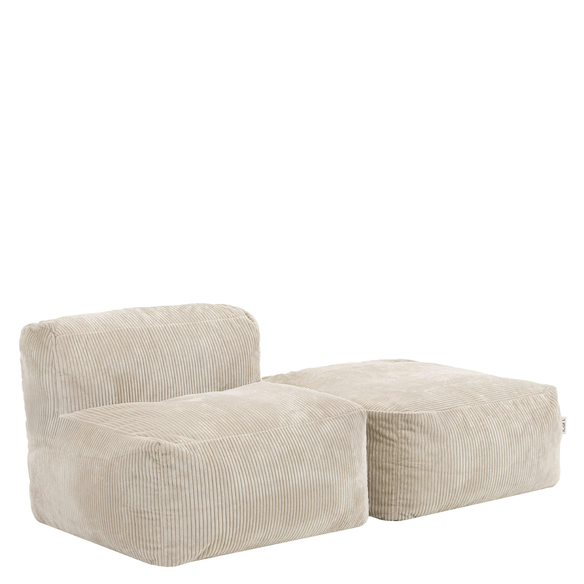 SITZSACK-SOFA 2-tlg.: Ecksessel, Fußstütze - Beige, Textil (185/46/95cm) - icon