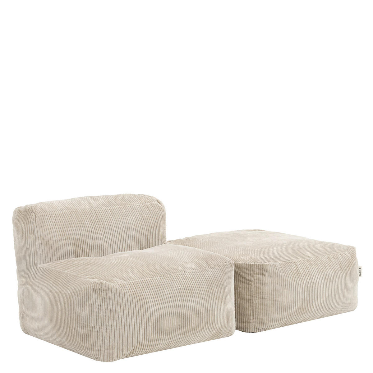 SITZSACK-SOFA 2-tlg.: Ecksessel, Fußstütze - Beige, Textil (185/46/95cm) - icon