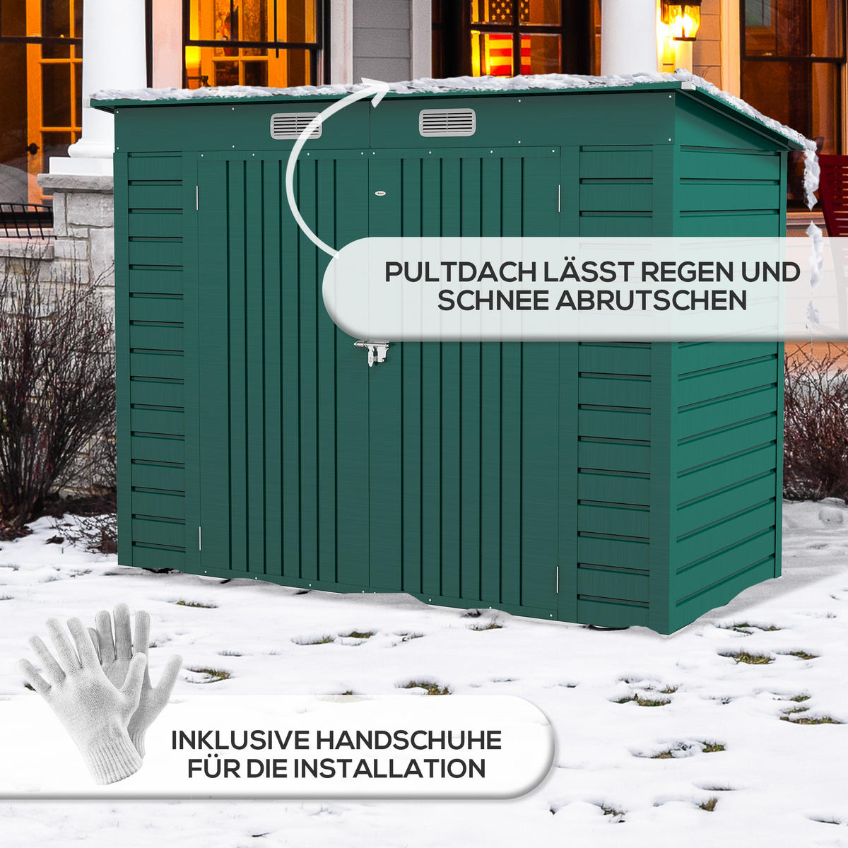 GERÄTEHAUS Stahl 249 x 121 x 166/183 cm - Grün, Metall (121/183/249cm) - Outsunny