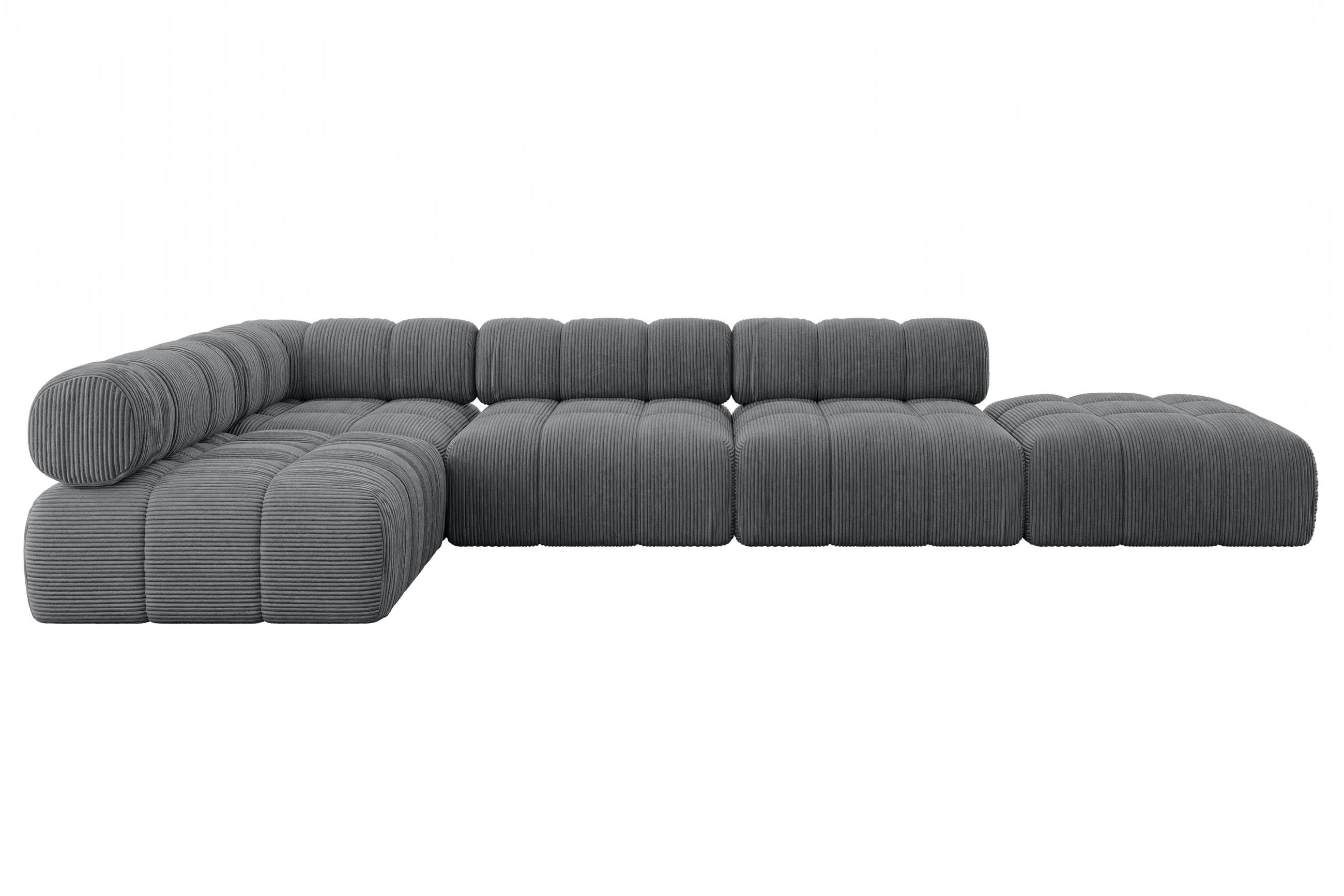 ECKSOFA modulares Sofa Favio-L2 - 380x190x70 cm Dunkelgrau Cord - Dunkelgrau, Holzwerkstoff/Textil (380/190cm) - ALTDECOR