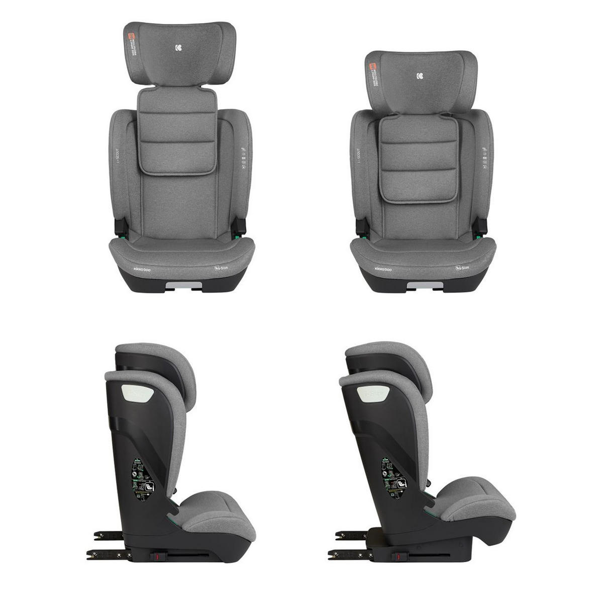 KINDERSITZ i-Scout i-Size hellgrau (100 - 150 cm) Kopfstütze verstellbar Isofix - Hellgrau, Kunststoff (43/63/44cm) - Kikka boo