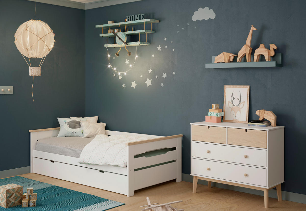 KOMMODE Estefania Weiß 100/40/81 cm - Weiß, Holz (40/81/100cm) - Calicosy