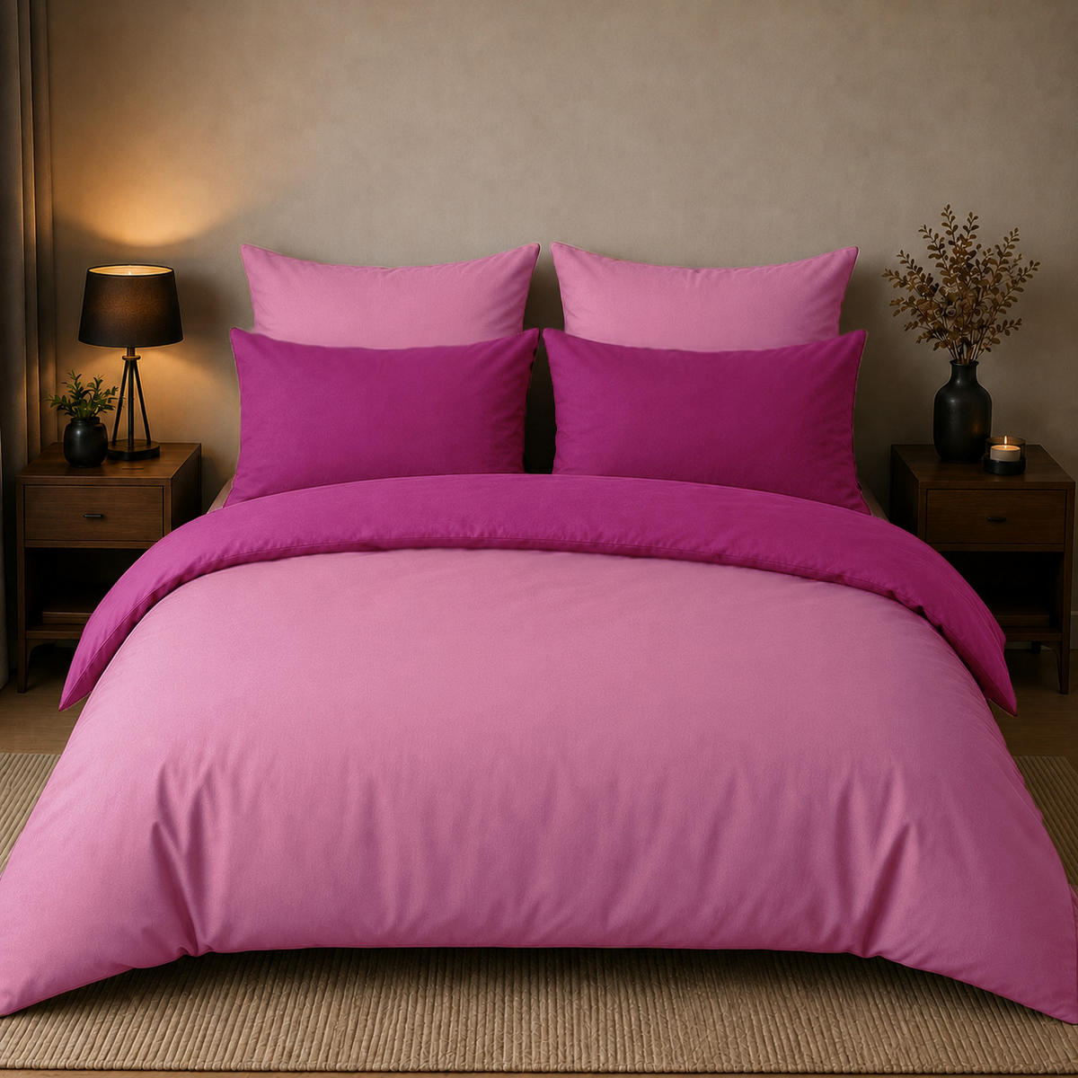 WENDEBETTWÄSCHE 5-teilig 200/200cm ROSA-HELLROSA - Rosa, Textil (200/200cm) - ROLFNERS