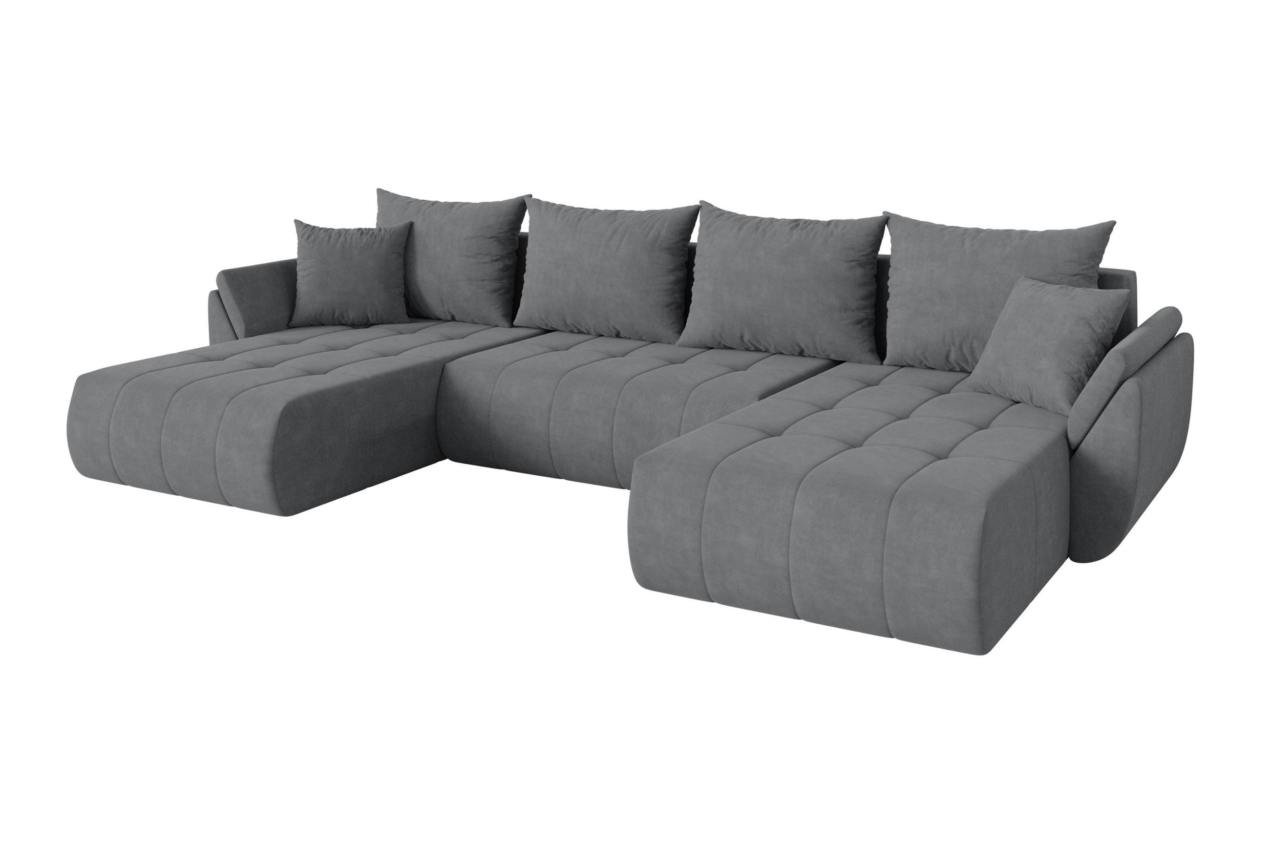 ALTDECOR SEDACÍ SOUPRAVA DO U s funkcí spaní a úložným prostorem TOKO-U 378x194x86 šedá velur