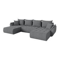 SEDACÍ SOUPRAVA DO U s funkcí spaní a úložným prostorem TOKO-U 378x194x86 šedá velur - černá/šedohnědá, kompozitní dřevo/textil (378/86/194cm) - ALTDECOR