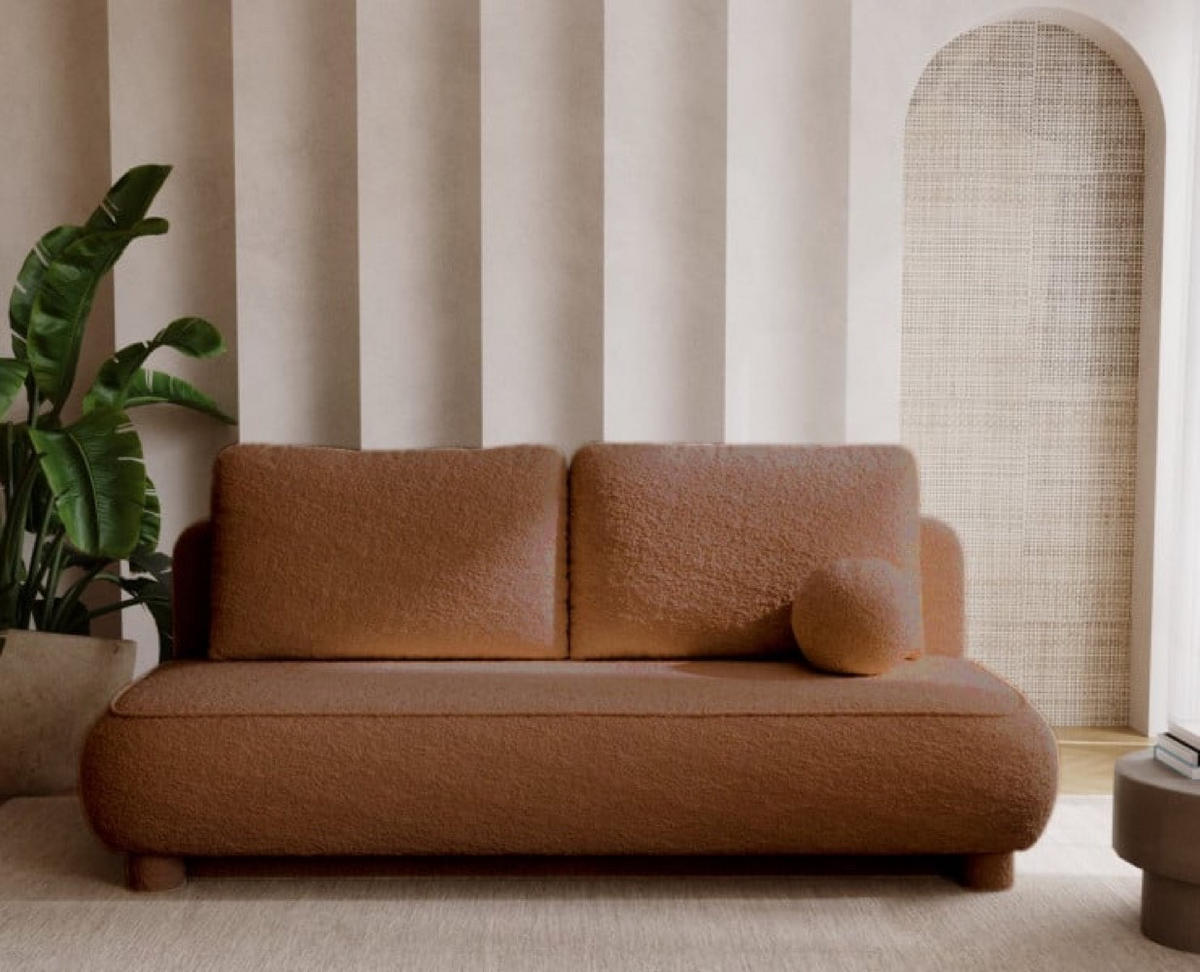 SITZSOFA Ziegelrot MAJA Mit Schlaffunktion Bouclé - Rot, Textil (209/96/96cm) - Sepro Meble