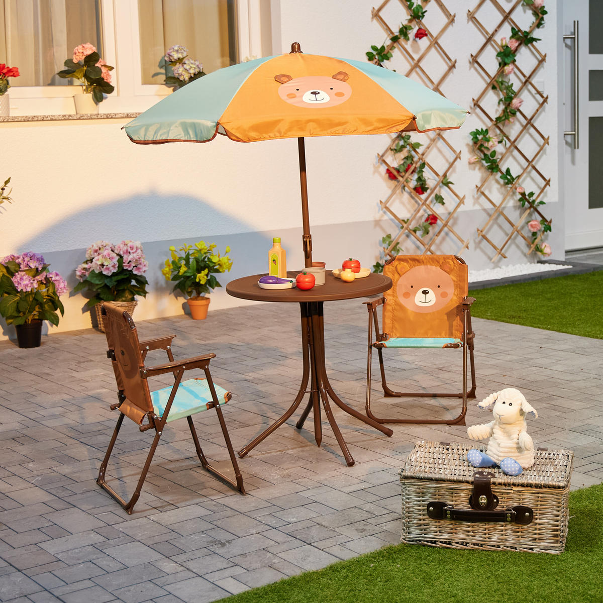 CAMPING-KINDERSITZGRUPPE - Multicolor, Kunststoff/Textil - Relaxdays