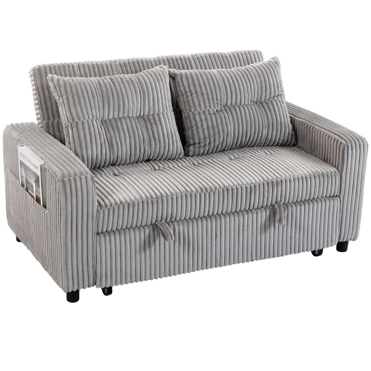 2-SITZER Schlafsofa Hellgrau 157.0/90.0/91.0 cm - Hellgrau, Textil (90/91/157cm)
